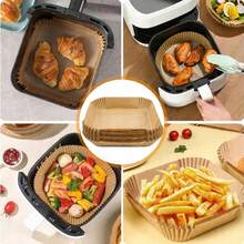 100 Stück Einweg-Papiereinlagen für Heißluftfritteusen – antihaftbeschichtet, ölbeständig und kompostierbar, Einsätze für hitzebeständige Pergamentschalen (bis zu 220 °C) – einfache Reinigung für Fritteuse, Ofen, Mikrowelle, Backen und mehr. Fettbeständig, universelle Passform – perfekt für Pommes, Hühnchen, Pizza, Brot, Kekse und Snacks.