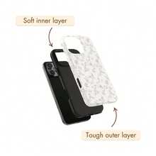 粉色花卉时尚手机壳，兼容 17 Air、17 Pro Max、16e、15 Plus、14 Pro Max、13、12、11，春季礼物 - 粉色 - 查看 3