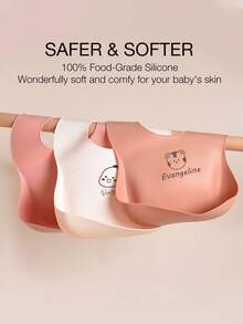 Babadores personalizados para bebês, 3 peças, de silicone macio, ajustáveis, à prova d'água, resistentes a manchas, adequados para meninos e meninas, presentes personalizados, padrões disponíveis: coelho, ovelha, urso, leão, abelha, tigre, esquilo, uso em todas as estações