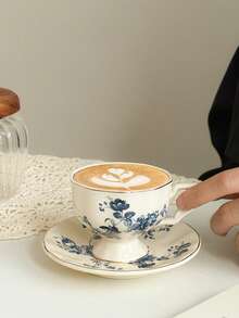 1件套法式玫瑰下午茶浓缩咖啡杯碟套装，复古小众高端陶瓷咖啡杯碟，瓷质茶杯 - 彩色 - 查看 16