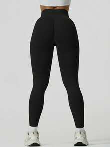 NcmRyu 1 buc femei fără sudură cu nervuri minimaliste versatile cu talie înaltă modelatoare pantaloni de trening colanți