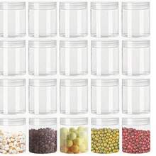 20 Pack Clear Plastic Jars With Snap-Lock Lids - Wide-Mouth Kitchen & Craft Storage Containers, Space-Saving Round Jars For Candy, Spices, Bathroom, Office - Ideal For Home, Commercial Use - Easy Grip Lid Closure, Food Storage Containers, Versatile Container, Snaplock