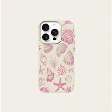 1 pieza Funda de teléfono con patrón retro de concha marina y estrella de mar de color rosa elegante, hecha de material TPU, compatible con Apple/Teléfonos, versión internacional, no la versión nacional - Blanco - Ver 5