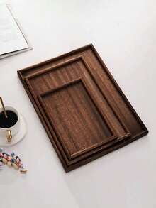 1 Stück/3 Stücke braune rechteckige & runde Serviertabletts, Haushalt Dessert Teller, Hotel Restaurant Kaffee Teller, Tee Tablett, Obst, Sushi, Steak, Brot, Snack Holz Präsentierteller, Tasse Untertasse mit klarer Textur