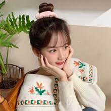 Kit 6 Cute Plush Hair Accessories For Colorful Soft Scrunchies - Enviar Cor Aleatoriamente - View 4