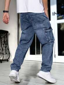 Boys Casual Pocket Minimalist Elastic Waist Jeans, Everyday Wear - Medium Wash - View 2