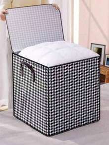 Geantă de depozitare pentru dulap din material nețesut, 1 bucată, cu închidere cu fermoar, capacitate mare, impermeabilă, rezistentă la mucegai, rezistentă la umiditate, pliabilă, cu model tip grilă