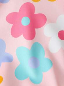 2 件套少女花卉印花运动衫和宽松牛仔裤套装，适合日常穿着、返校、公园、生日、秋冬季 - 淺藍色 - 查看 4