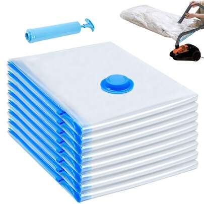 Large Vacuum Storage Bags, Vacuum Seal Bags For Clothing With Hand Pump, 80% Space Saver Bags For Clothes, Pillows, Comforters And Blankets, Home Travel Essentials