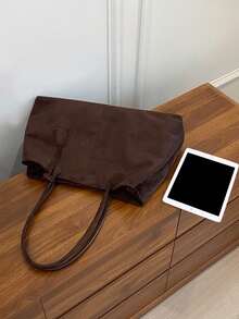 BAILEE Stylish, Minimalist, Solid Color, Matte PU Leather Dumpling Bag/Tote Bag With Foldable Magnetic Closure. Perfect For Outfits And As A Gift Option. - Multicolor - View 11