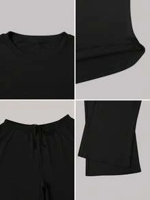 NcmRyu 1 Set Damen bequemer, lässiger, einfarbiger, rundhalsiger, weiter, gerade geschnittener, locker sitzender Langarm Fitness, Workout, Outdoor Sport Anzug