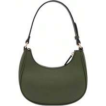 FashionPuzzle Small Crescent Shoulder Bag Underarm Purse - 橄欖色/橄欖色 - 查看 5