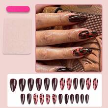 24 Pcs Almond Shape Sweet Edgy Press-On Nails - Handmade Y2K Aesthetic Nail Supplies |   Unas Press On, Unas Postizas & Ready-To-Wear Fake Nails - HYC-YY-218 - 查看 5
