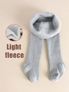 1 双女童保暖羊毛紧身裤 - 纯色和条纹，秋冬舒适，百搭分层婴儿幼儿紧身裤 - 彩色 - 查看 39