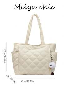 Sac fourre-tout à l'épaule de grande capacité à la mode, de couleur unie, avec une conception de double poignée piquée, léger et portable. Sac à main 2-en-1 de style universitaire en canevas, sac fourre-tout matelassé décontracté de grande capacité pour femmes, idéal pour les voyages et le tourisme d'été en extérieur, sac à dos essentiel - Jaune citron - Voir 4