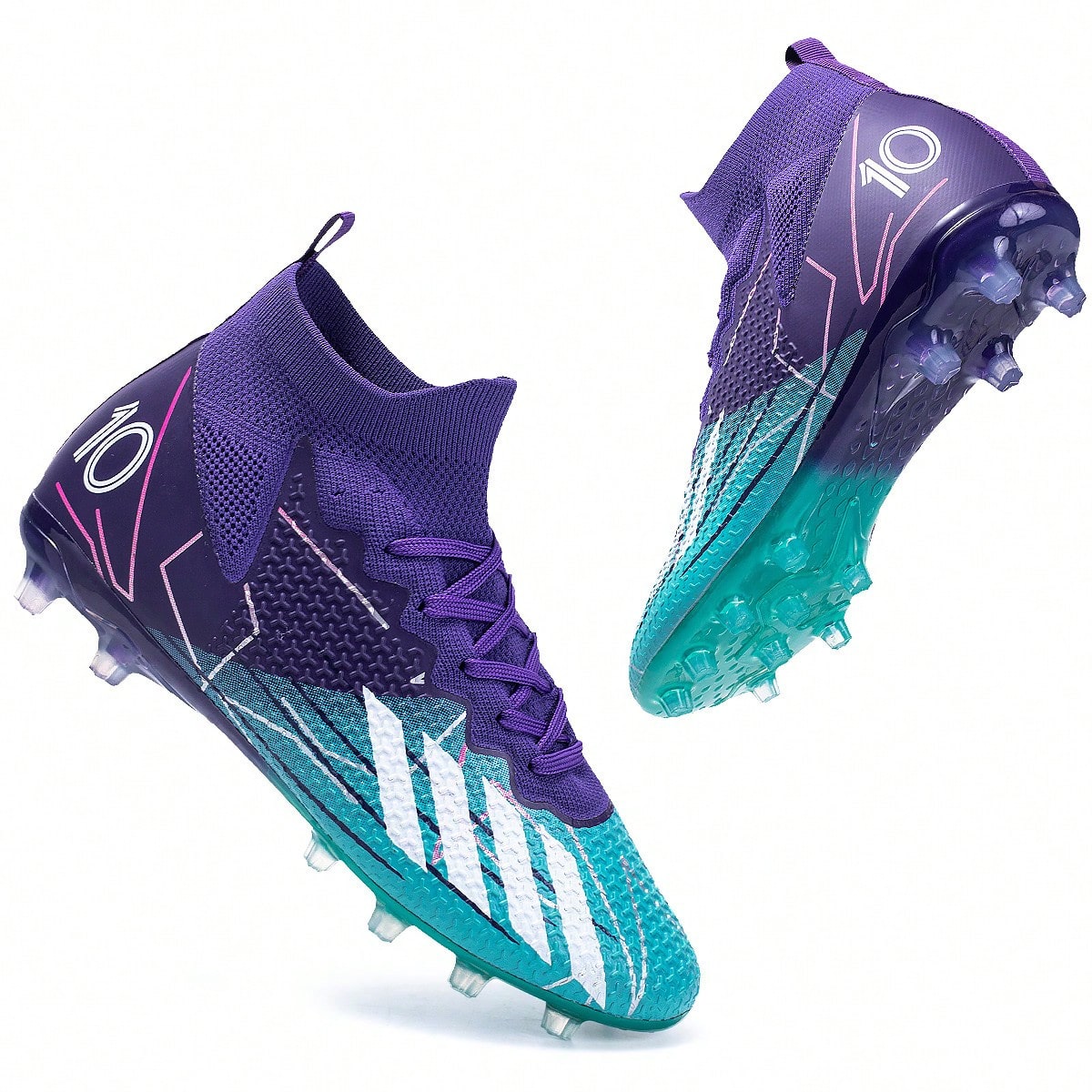 Tacos de fútbol/fútbol para hombres y mujeres, adecuados para césped artificial y terreno duro, diseño de puntera alta, ideal para el entrenamient