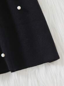 1pc Young Girl Colorblock Floral Ruffle Trim Long Sleeve Princess Dress, Pearl Beaded Hem Sweater Dress For Autumn