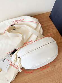 Fashionable Nylon Crossbody Bag, Solid Color Shoulder Bag, Women's Casual Shoulder Bag, Suitable For Outdoor Sports - White - View 10