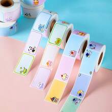 1200/600/300pcs Cartoon Name Stickers Suitable For Back To School Season, 300pcs Per Roll Colorful Self-Adhesive Label Name Stickers For Men And Women, Applicable To Water Bottles, Lunch Boxes And Nursery Items, Used For Organizing Cartoon Name Stickers For Back To School - One Size - View 1