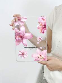 透明粉色花卉 iPad 保护套 - 时尚保护套，带有励志名言，优雅的保护性设计，兼容 iPad Pro 11、iPad Air 2、iPad Air 第五代 2022、iPad Air 11 英寸 (M2)-2024、iPad Air 11 英寸 (M3) 2025，适合个人使用、送礼和夏季场合 - 彩色 - 查看 9