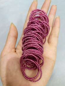 50 piezas de gomas de pelo elásticas doradas de 3 mm, gomas de pelo sin costuras con brillo, accesorios básicos para el cabello, gomas de pelo y gomas de pelo, cuerda para el cabello, accesorios para coleta, ropa de gimnasio, deporte, carrera, bandas de goma, scrunchies, festival, fiesta - Multicolor - Ver 17