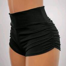 Solid Color Women's Foldable Shorts, For Cycling In Summer And Practicing Yoga, Gym And Gymnastics, Martial Arts, Etc., Sports.P.M.G.GG - màu đen - Xem 1