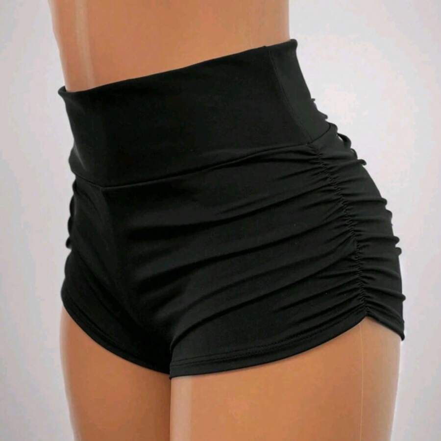 Solid Color Women's Foldable Shorts, For Cycling In Summer And Practicing Yoga, Gym And Gymnastics, Martial Arts, Etc., Sports.P.M.G.GG - màu đen - Xem 1