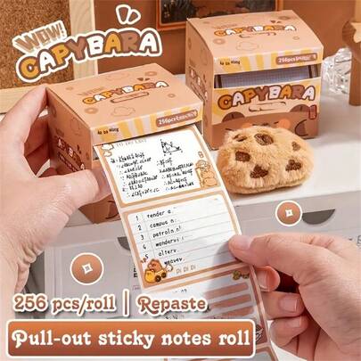 1 Stück Capybara Abziehbare Haftnotizen, hochwertig vollständig klebend, geeignet für Schüler, Mittelschule, Universität, Prüfungsvorbereitung, Bürogebrauch, süßes Papiermaterial, abreißbare Notizblöcke mit Klebstoff