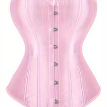 Strapless Vintage Silk Bodysuit Front Lace Tight Non-Stretch Polyester Women Apparel For Adult Carnival Costume Occasions - 粉色 - 查看 1