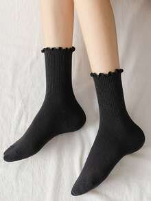 Autumn Winter Women Coral Fleece Non-Shed Hair Sockings Female Thickened Warmth Breathable Cartoon Knitted Sockings