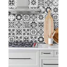 1卷地中海风格加厚防潮厨房贴纸，厨房浴室背景美化装饰墙贴，自粘防水墙纸，三种尺寸可选：11.81 * 47.24、11.81 * 94.49、11.81 * 141.73 英寸 - 彩色 - 查看 8
