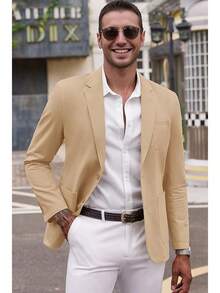 Men's Smart Wash Blazer Regular Fit Cotton Sport Coat Casual Suit Jackethalloween - 卡其色 - 查看 11