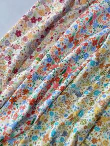0.5m/1m/2m/3m*145cm Bohemian Colorful Lawn Flower Garden Printed Fabric, High Quality Soft & Skin-Friendly, Suitable For Seasonal Clothing Design, Dresses, Bags, Dolls, Tablecloths, Handicraft Decorations, DIY Sewing Patchwork, Multiple Sizes Available