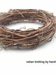 1 pezzo Base di corona in rattan naturale (senza decorazioni) - Adatto per fai-da-te, design floreale e decorazione per porta | Adatto per matrimoni, festa della mamma, Ramadan, festival della luna, San Valentino, feste di compleanno, raduni e decorazione da giardino | Stile rustico americano, consigliato per la stagione dei matrimoni