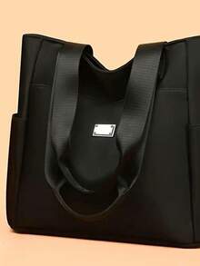 Women's Fashion Nylon Tote Bag - Durable, Multi-Pocket Design With Zipper Closure, Perfect For Shopping, Work, And Everyday Travel - Available In Dark Purple, Blue, Black - 彩色 - 查看 3