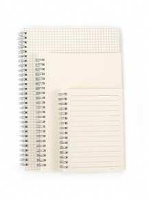金属线圈笔记本，带背带，方格，横线，空白内页，内含文件夹，简约，便携，防水，适合学校和办公室使用 - 米色 - 查看 6