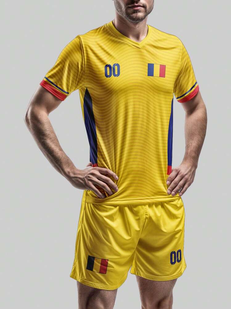2025 Summer & Autumn European Romania Customized Pattern, Logo, Name & Number Unisex Soccer Jersey, Breathable Quick-Dry Fashionable Sports T-Shirt Suitable For Badminton, Volleyball And Football Training - Multicolor - View 7
