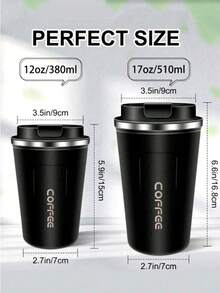 1pc Travel Coffee Mug, Anti-Splash And Leak-Proof, Reusable Coffee Cup With Lid, Stainless Steel Vacuum Insulated Coffee Tumbler, Leak-Proof Coffee/Hot Water Bottle, Thermal Insulated Cup For Men And Women, Portable