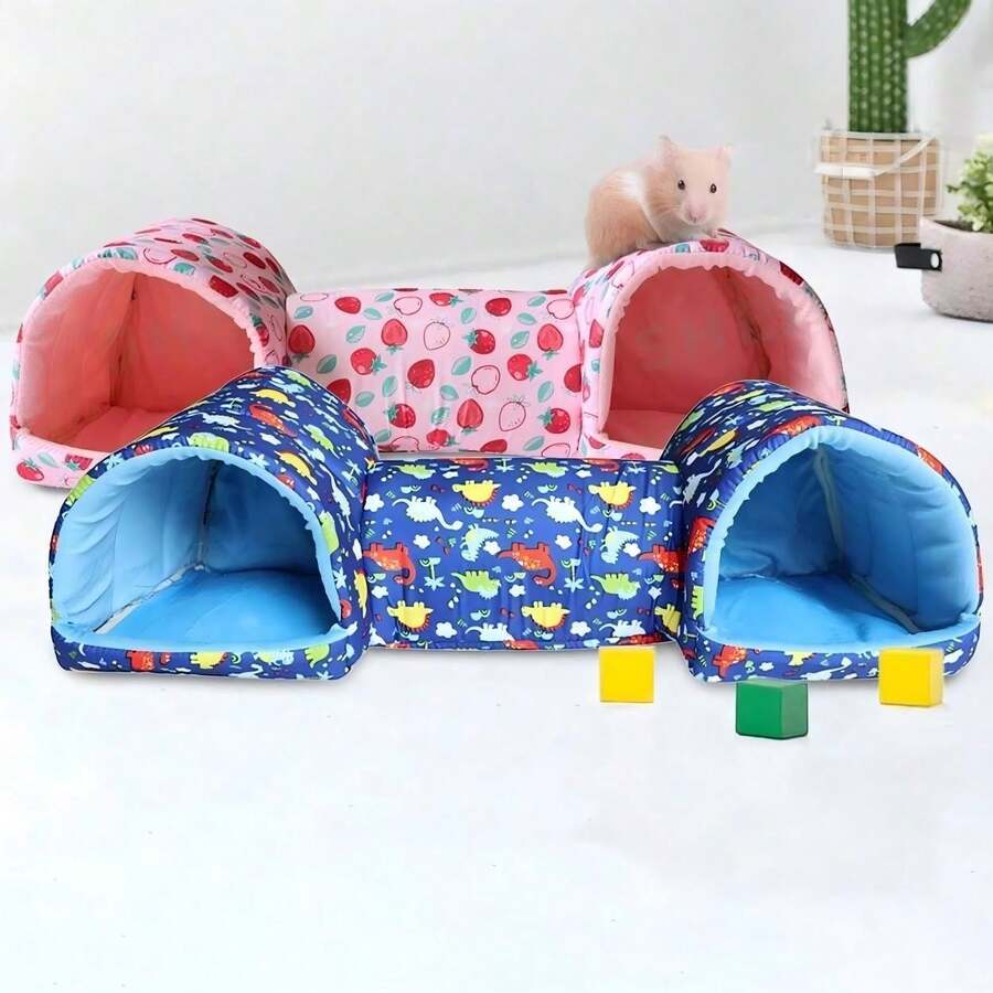 1个舒适宠物躲藏处，适合玩耍和睡觉 - 小型动物角落隧道床，豚鼠屋，易于组装的雪貂躲藏处，适合豚鼠、仓鼠和其他小型宠物