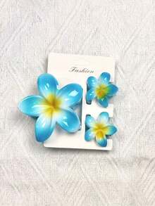 مشبك شعر 1 قطعة مزين بزهرة الفرانجيباني متعددة الألوان، مناسب للرحلات البحرية، الإطلالات اليومية، هدايا إكسسوارات الشعر، مشابك شعر أنيقة، أغراض المدرسة والجامعة، إكسسوارات الخريف والشتاء للإطلالات في العطلات للمرأة