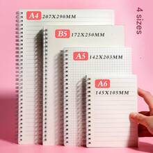 Metal Wire Coil Notebook With Strap, Grid, Lined, Blank Inner Pages, Folder Combination, Minimalist, Portable, Waterproof, School & Office - Beige - View 2