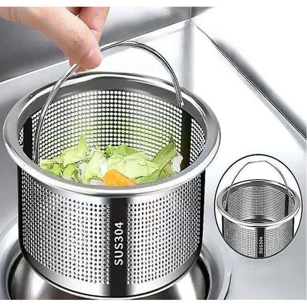 HUIXUANLIN 1 pièce Panier-passoire perforé en acier inoxydable 304 anti-bouchage, rallonge de tuyau d'évacuation d'évier de cuisine, rallonge de tuyau d'évacuation de seau à franges, accessoires de panier-passoire pour évier simple/double
