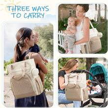 Diaper Bag Backpack, Large Capacity Portable Baby Bag With Foldable Diaper Changing Pad, Waterproof Baby Diaper Bags Gift For Mon Dad, Ivory Khaki - Kaki ngà - Xem 5