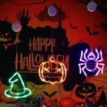 Luces LED de ventana de diseño múltiple para Halloween - Juego de decoración con ventosas y batería, con calabazas naranjas, arañas, ojos de fantasma y sombreros de bruja para crear una atmósfera espeluznante en interiores/exteriores. Decoración para Halloween, Navidad, Acción de Gracias, bodas, hogar, otoño, cumpleaños, fiestas, jardín, festivales y adornos de Halloween.