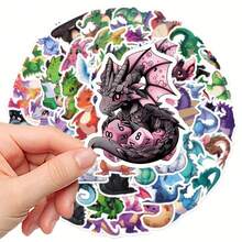 50pc Kinds Of Dragon Cartoon Stickers, Suitable For Phone Cases, Guitars, Skateboards, Laptops, Water Bottles, Diaries, Stationery, Books And Birthday Parties - 50pc - View 6