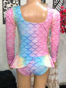 Maiô Infantil Menina Biquíni Roupa De Banho Moda Praia Criança Verão - Escama Lilás - Visão 2