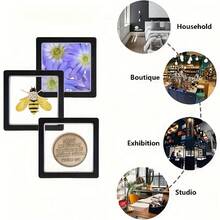30 件优雅黑色 3D 浮动展示盒，带弹性膜 - 防尘塑料珠宝收纳盒，适用于项链、手镯、戒指、硬币、耳环、别针 - 非常适合零售和个人使用，现代风格，桌面安装，按扣闭合，抛光表面，个人珠宝展示 | 时尚展示盒 | 安全按扣盒，珠宝展示盒，珠宝盒 - 彩色 - 查看 5