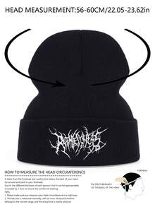 1 件男女通用哥特式刺绣针织帽，时尚街头滑雪帽，温暖多用途寒冷天气帽，宽松版型