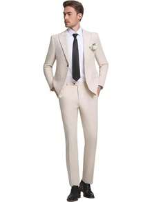 Mens Linen 2 Piece Casual Suit Summer Beach, Wedding - Pants Set, Summer Wear - Blue - View 2
