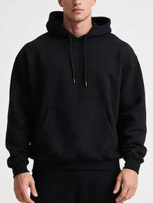 Customized Hoodie, Add Your Text And Photo/Couple/Family/Best Friend/Pet Photo, Christmas/Halloween, Men's Black Hoodie, Birthday/Valentine's Day/Father's Day/Party/Anniversary/Custom Design - Black - View 2